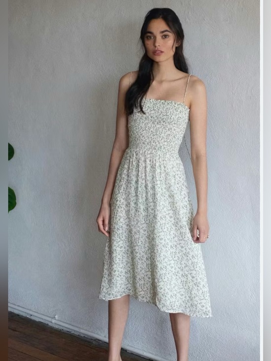 Reformation Dresses & Skirts - Reformation Smocked Dress women’s Size S Midi Dress with Green Floral Print